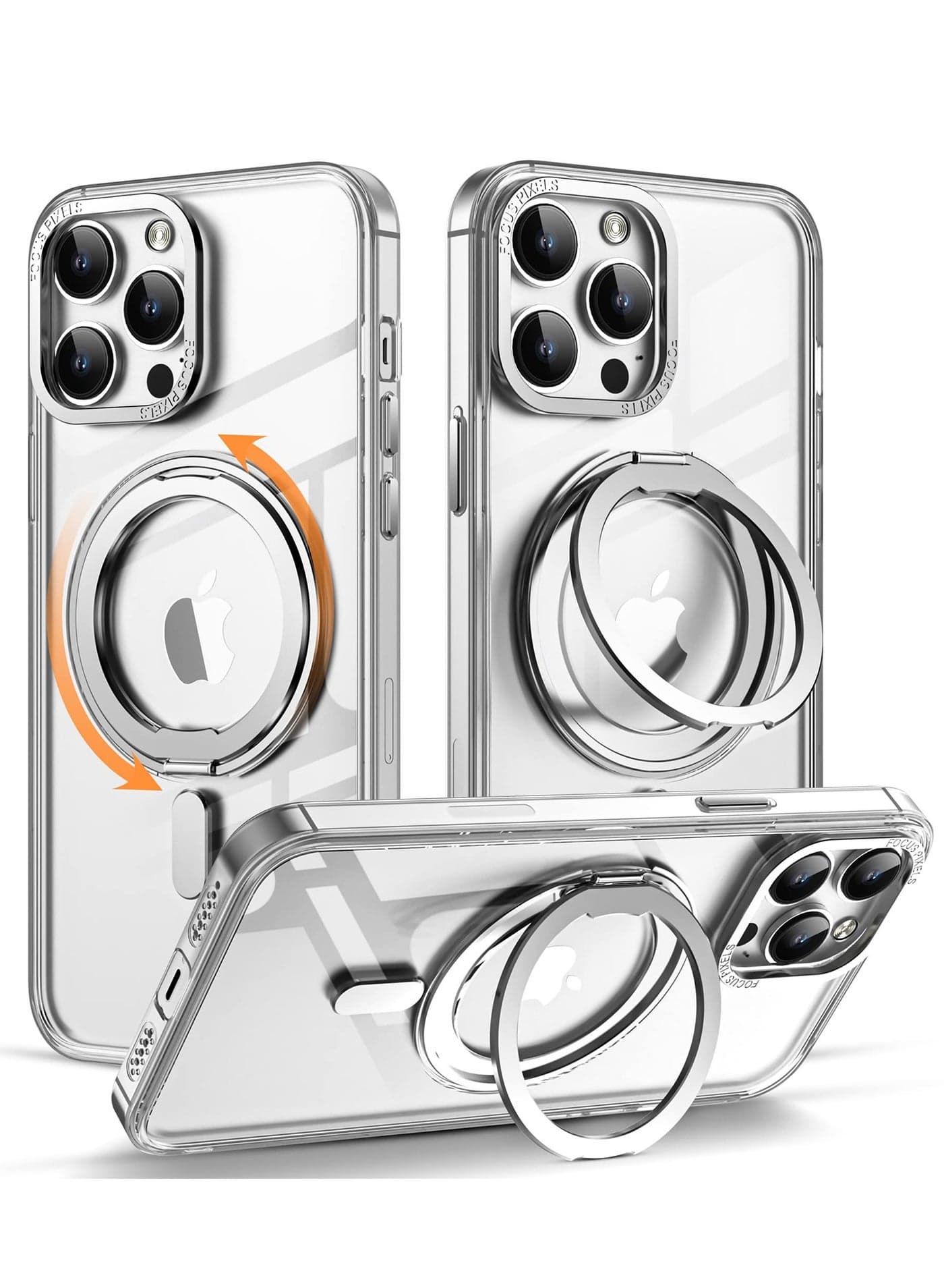 iPhone 15 Pro Max Case with 360 Degree Rotatable Magnetic Ring Stand Compatible with MagSafe Clear Anti Yellowing Slim Fit Mobile Back Cover for 67 Inch Phone