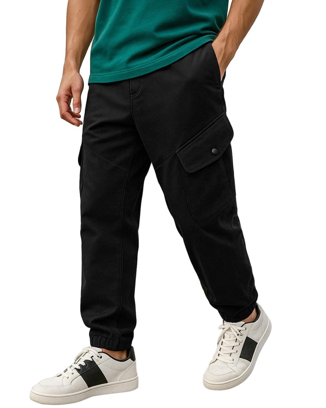 Bewakoof Air 1.0 Men's Solid Super Loose Fit Joggers_580389_Black_2XL