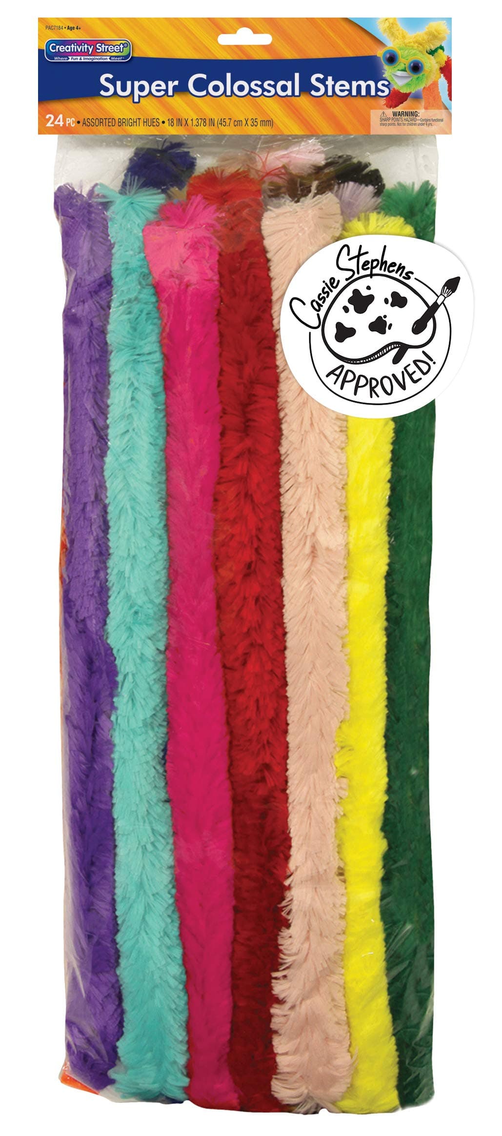 Creativity Street Super Colossal Stems Assorted Bright Hues 18 x 35mm 24 Pieces