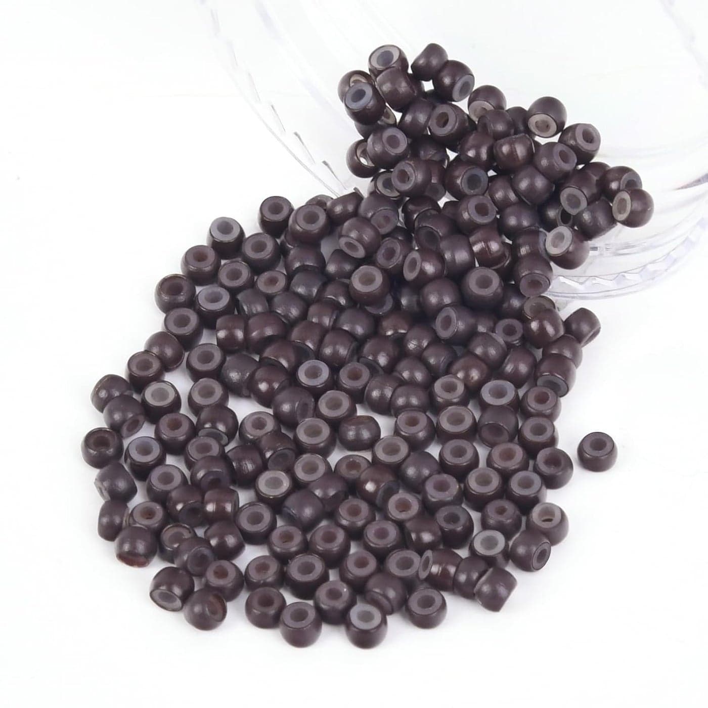Vlasy 200Pcs Nano Ring Beads Silicone Lined Beads for Nano Ring Human Hair Extensions 5 Color Optional Brown