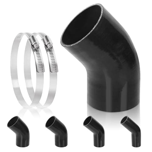 Glarks 45 Degree Elbow Silicone Hose, 4inch(102mm) ID 8inch(210mm) Length 4-Ply Reinforced High Performance Silicone Hose with 2Pcs 105-127MM Stainless Steel T-Bolt Clamp for Turbo, Intercooler and In