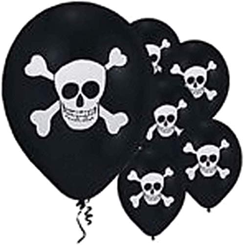 Masti Zone Balloon (Black Orange Halloween Balloon)25 Pcs Pirate Theme Party Black Colour matallic Latex Balloons (Skul Printed Balloon)