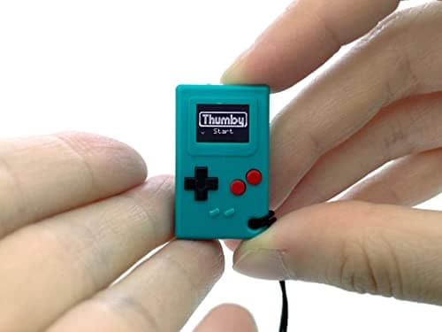 TinyCircuits Thumby Programmable Game Console Keychain Retro Gaming Fun MiniConsole STEM Learning USB Rechargeable 5 Preloaded Games Teal