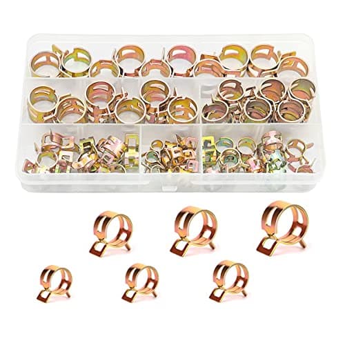 BELOMI 72Pcs Spring Hose Clamp Assortment kits Fuel Line Silicone Vacuum Hose Pipe Clamp Low Pressure Air Tube Clamps Fastener Spring Band Type Action Hose Clamps Pipe Clamp