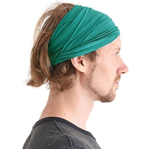 Mens Head Wraps Elastic Bandana - Japanese Headband Workout Women Hair Green
