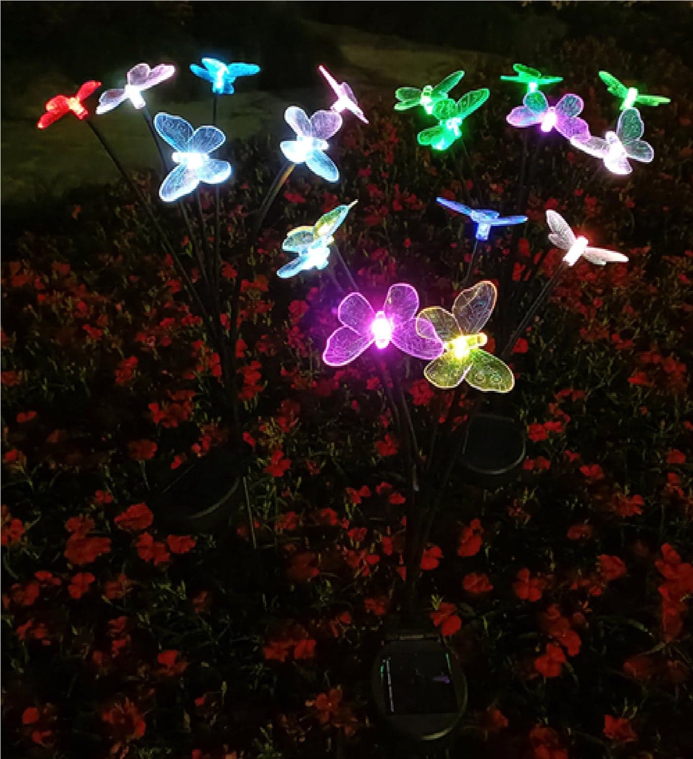 GIGAWATTS GW-910 Butterfly Solar Garden Light | 8 LED Solar Light Outdoor Garden String Light with 600mAh Battery, IP65 Waterproof Fairy Lights for Lawn & Patio Decoration (Pack of 1, Multicolor)