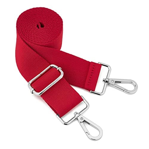ZOOEASS Silvery Buckles Wide Shoulder Strap (Solid),Adjustable Replacement Belt Crossbody Canvas Bag Handbag (Red)