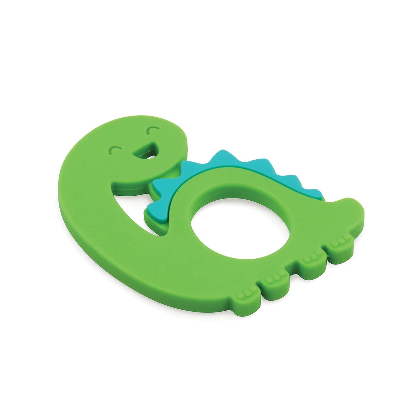 Bumkins Baby Teething Freezer Toy Keys Rings Soft Flexible Silicone Pacifier Safe to Chew Cool Teether Gum Relief Essentials for Babies 3 Months Freezable Sensory Textured Dinosaur Green