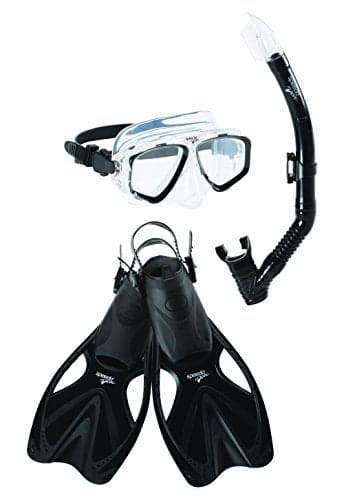 Speedo UnisexAdult Swim Snorkel Dive Mask AntiFog with Nose Cover Adventure Series MSF BlackBlack LargeXLarge