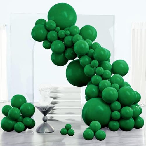 PartyWoo Dark Green Balloons 123pcs Different Sizes of 18 12 10 5 Inch Emerald Hunter Forest Green Balloon Arch Kit for Birthday Christmas Graduation Dinosaur Jungle Theme Party Decorations GreenY56