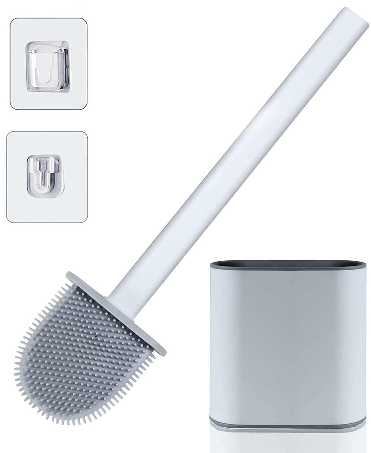 RECLUSE Recluse Toilet Brush with Holder, Wall-Mounted Silicone Toilet Brush Set, Non-Slip Handle, Deep Cleaning, Quick Drying, Corners and Small Spaces