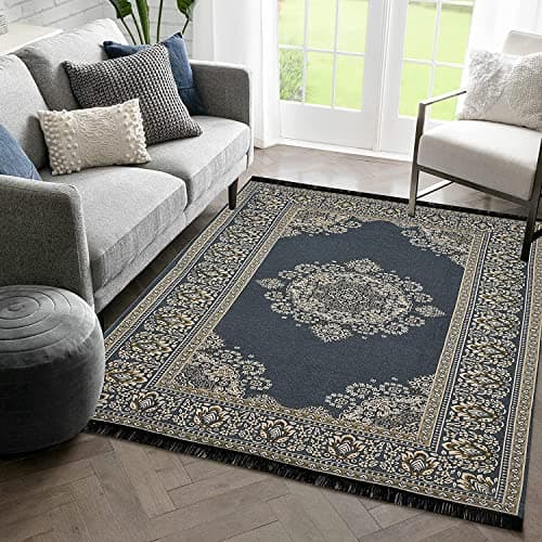 Sparrow World Designer Superfine Exclusive Cotton Carpet | Rug | Living Room | Bedroom | Hall | School | Temple | Bedside Runner | (Grey, 5X7 Feet)