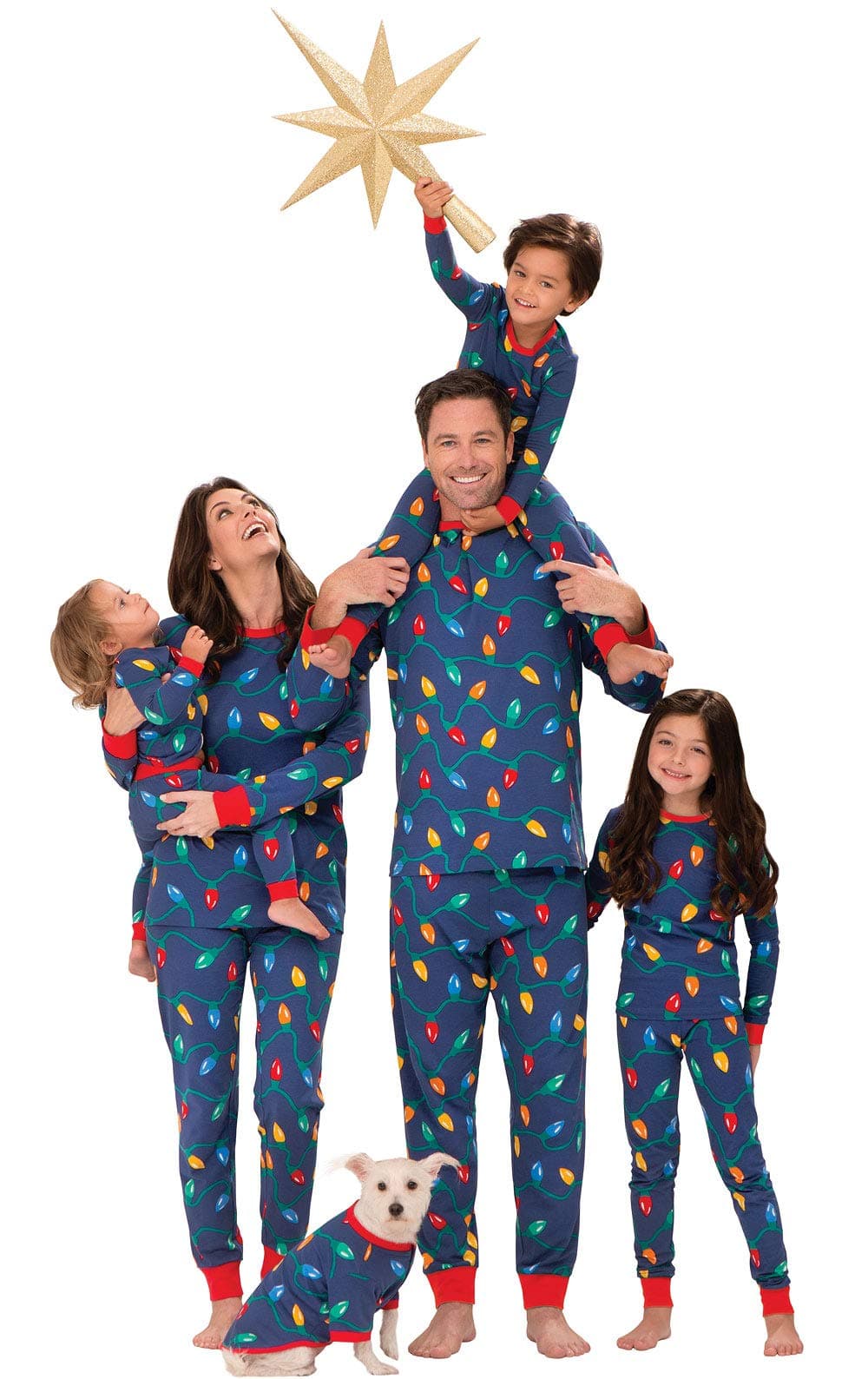 PajamaGram Matching Christmas PJs for Family, Christmas Lights, Mens X-Large Blue