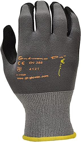 G & F Products Endurance Pro Seamless Knit Nylon Gloves with Micro Form Nitrile Grip, LARGE (Pack of 12) (1529L-DZ) Black