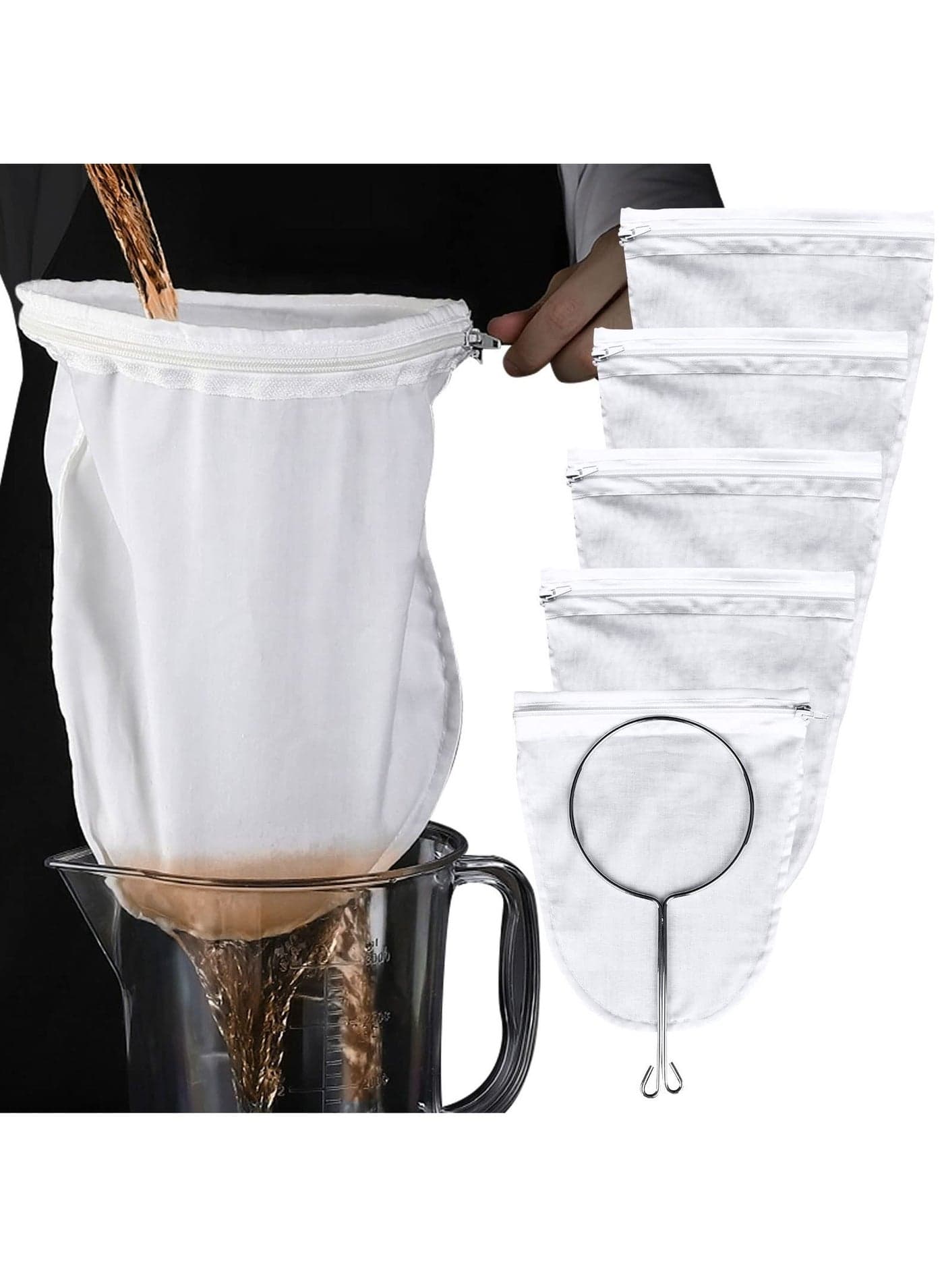 Ultra Fine Mesh Strainer Bags for Coffee Milk er Juices, and Fresh Cheese(5 Packs)