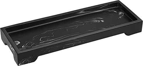 Luxspire Resin Vanity Tray Bathroom Tray Toilet Tank Storage Tray 11 x 4 inch Kitchen Sink Trays Vanity Countertop Organizer for Candles Soap Towel Perfume Holder Jewelry Dish Decor Ink Black