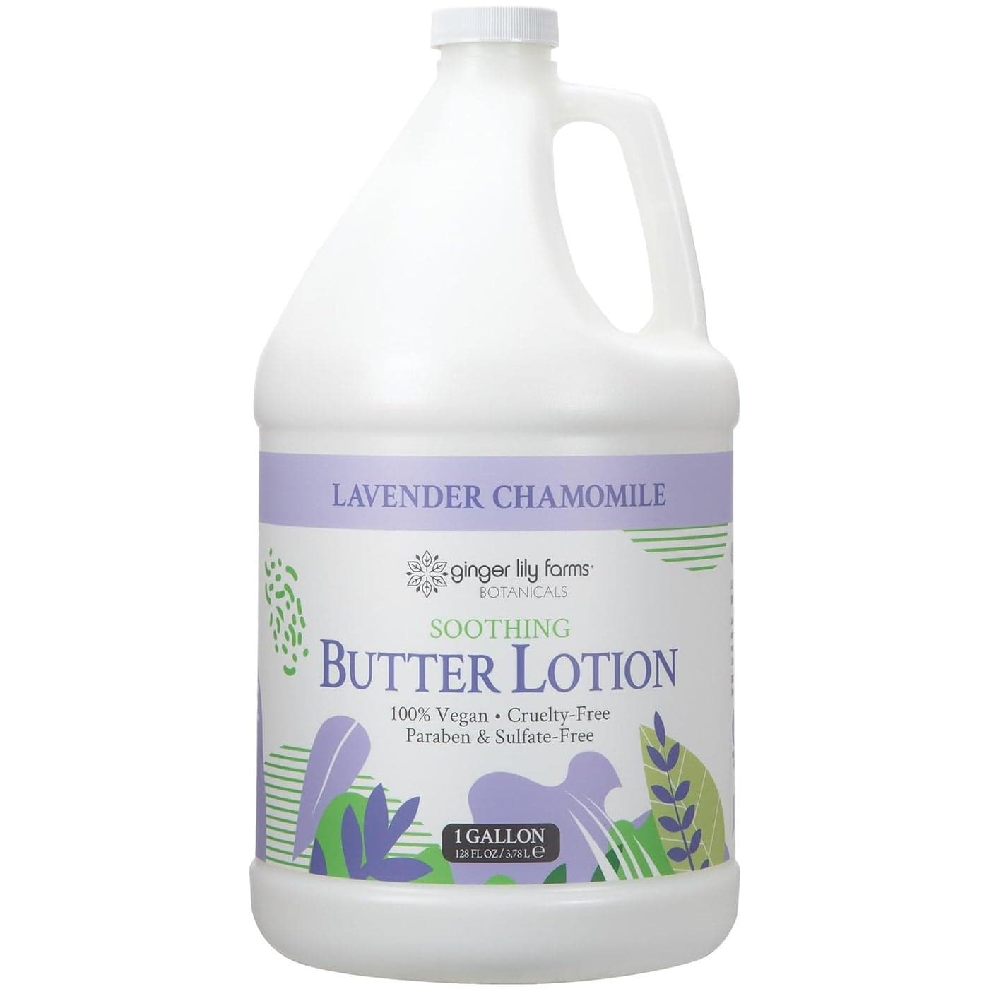 Ginger Lily Farms Botanicals Soothing Butter Lotion for Dry Skin 100 Vegan CrueltyFree Lavender Chamomile Scent 1 Gallon Refill 128 fl oz