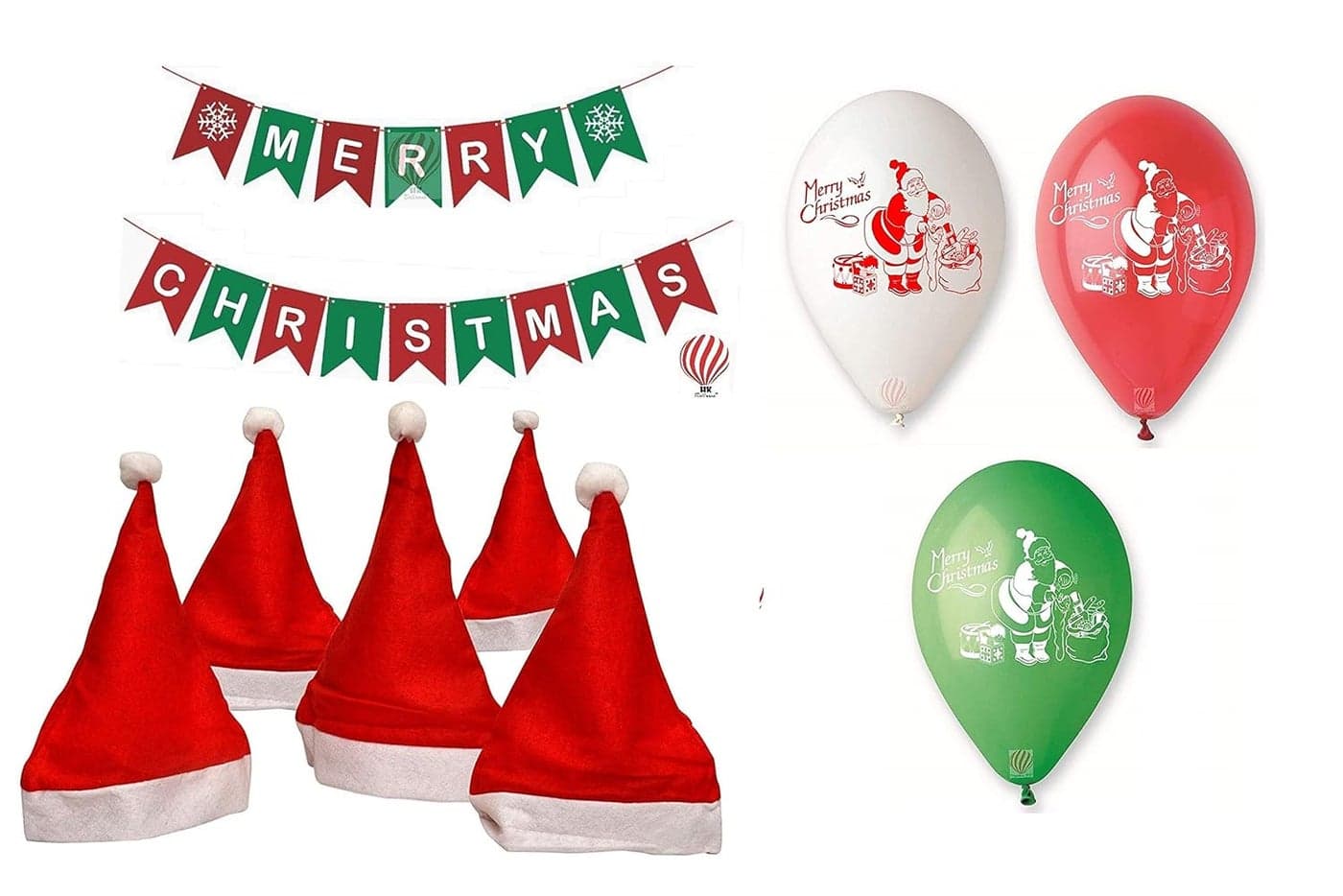 HK balloons Christmas Banner Balloons And Caps Set For ChristmasBirthday Decorations
