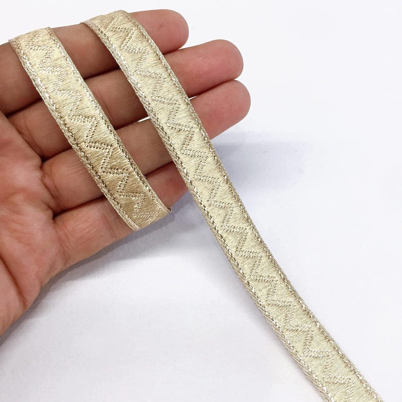 Lami 9 Meter Brown Zig Zag Design Lace Trim Ribbon DIY Sewing Craft Material, Home Decoration Supply, Saree Dupatta Anarkali Lehenga Decoration Lace, Brocate Gota Pati Decorative Packing Material