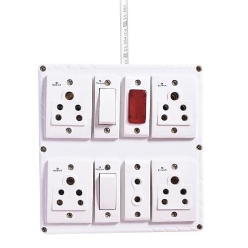 Elegant Casa 6 Amp Electric Extension Board with Indian Sockets, Switches, Indicator Light Heavy Duty 1.5mm 3m Copper Wire Cord, Multi-Plug Power Strip with 6 Amp Plug Top for Home, Office Appliances