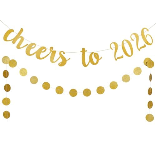 Gold Cheers to 2026 Banner Happy New Year 2026 Banner New Years Eve Banners 2026 for Happy New Year 2026 Party Decorations