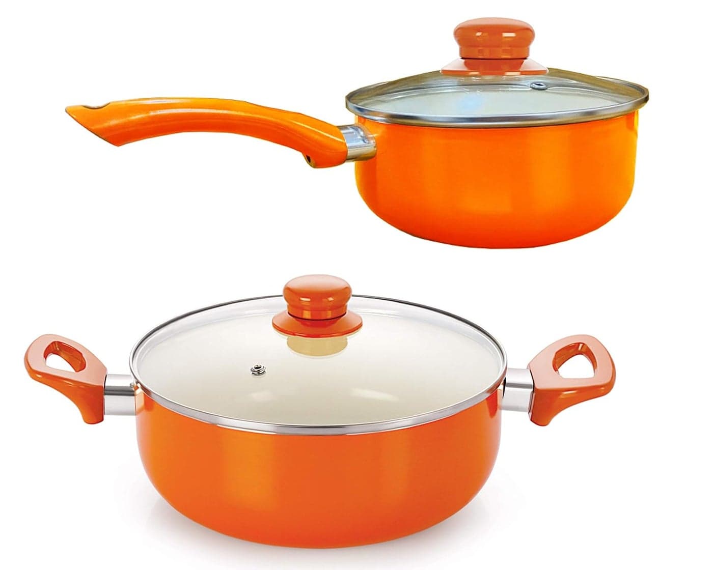 Nirlon Induction Non Stick Ceramic Cookware Set, 2 Pieces, Orange