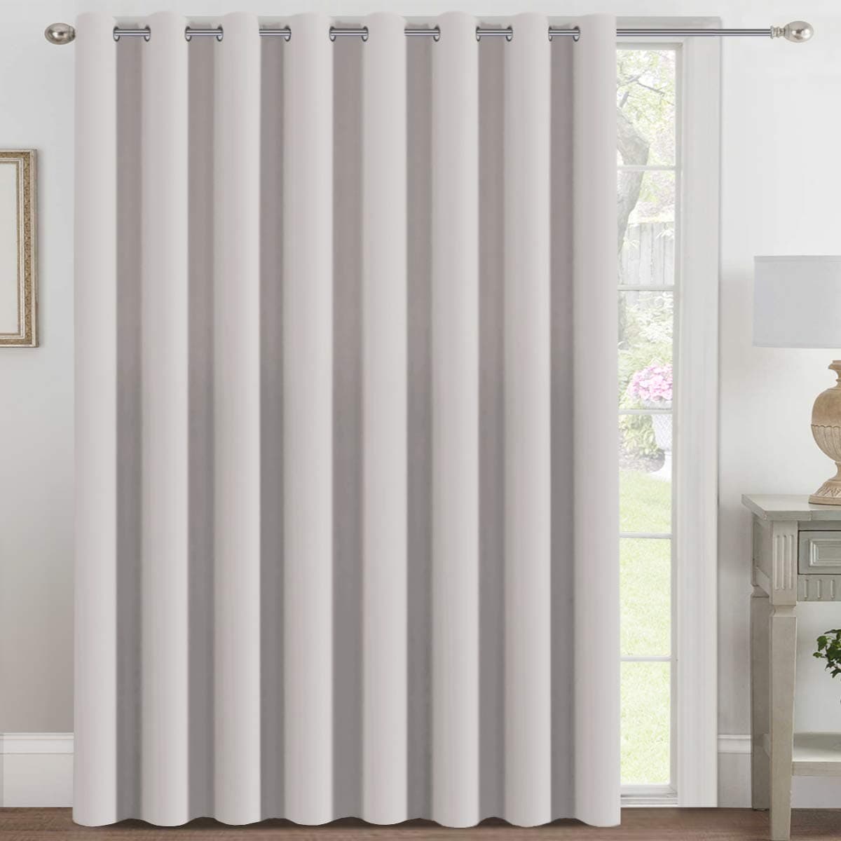 HVERSAILTEX Blackout Patio Curtains 100 x 96 Inches for Sliding Door Extral Wide Blackout Curtain Panels Thermal Insulated Room Divider Grommet Top 8 Tall by 85 Wide Stone