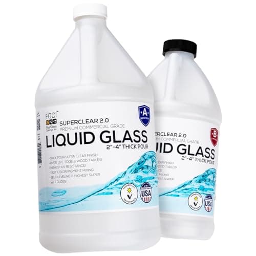 Superclear Liquid Glass Deep Pour Epoxy Resin, 2-4 Inch Clear Casting Resin for River Tables, Live Edge Wood, Large Molds, Food Safe (1.5 Gallon Kit, Without Pigment Pack)