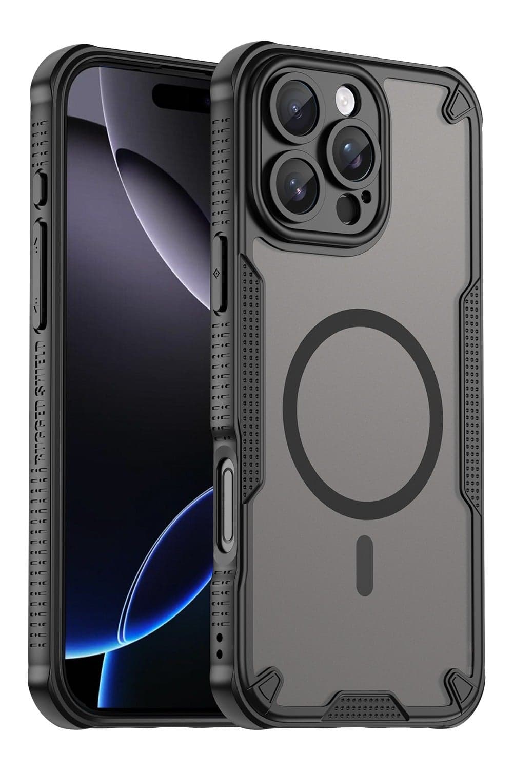 for Apple iPhone 16 Pro Max 5G Case Cover, Armor of Brushed Comfortable Oil Waterproof TPU+PC Soft Semi-translucentmatte Feel Cell Phone Protective Case for Apple iPhone 16 Pro Max 5G, Black