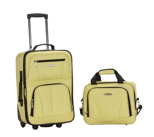 Rockland Fashion Softside Upright Luggage Set, Expandable, Lime, 2-Piece Set