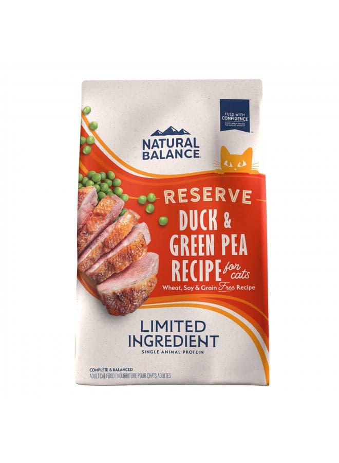 Natural Balance Limited Ingredient Adult Grain-Free Dry Cat Food, Reserve Duck & Green Pea Recipe, 10 Pound (Pack of 1)
