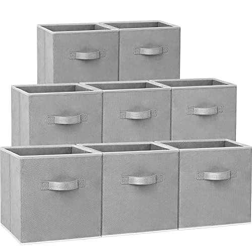 Criusia Storage Cubes 11 Inch Heavy Duty Fabric Storage Bins for Shelves Closet Cube Organizer 8 Pack Collapsible Cube Storage Bins Baskets for Organizing Clothes Blankets Toys Grey