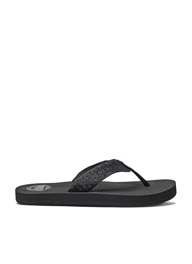 Reef Smoothy Mens Beach Flip Flop, Soft Woven Strap Made From 100% Recycled PET, Black, 6