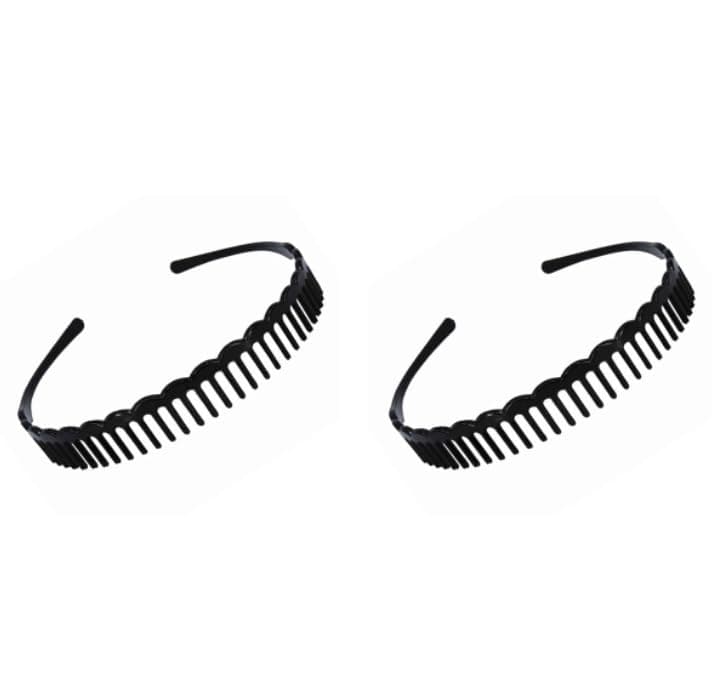 ZIBUYU® 2 Pieces Resin hairband for woman - Shark Tooth Style Black Wave headband for women, Non-Slip Adjustable Durable hair accessories for woman, Comfortable Secure Hold, for Sports Yoga Girls