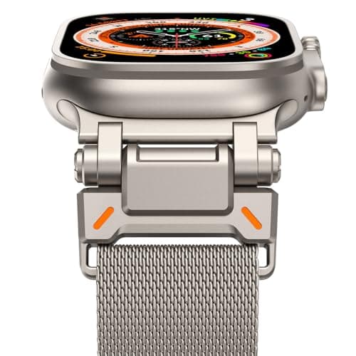 NewWays Metal Strap Compatible with Apple Watch Bands 49mm 45mm 44mm 42mm Men Milanese Magnetic Replacement Band for iWatch Ultra Series 9 8 7 6 5 4 3 2 1 SE Titanium