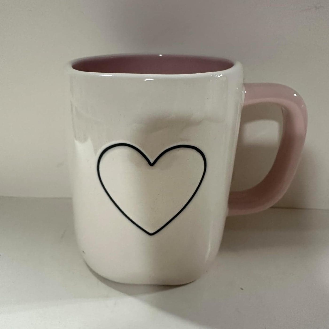 Rae HEART Coffee Mug Allside White Pink Inside and Handle VALENTINES DAY Dunn By Magenta