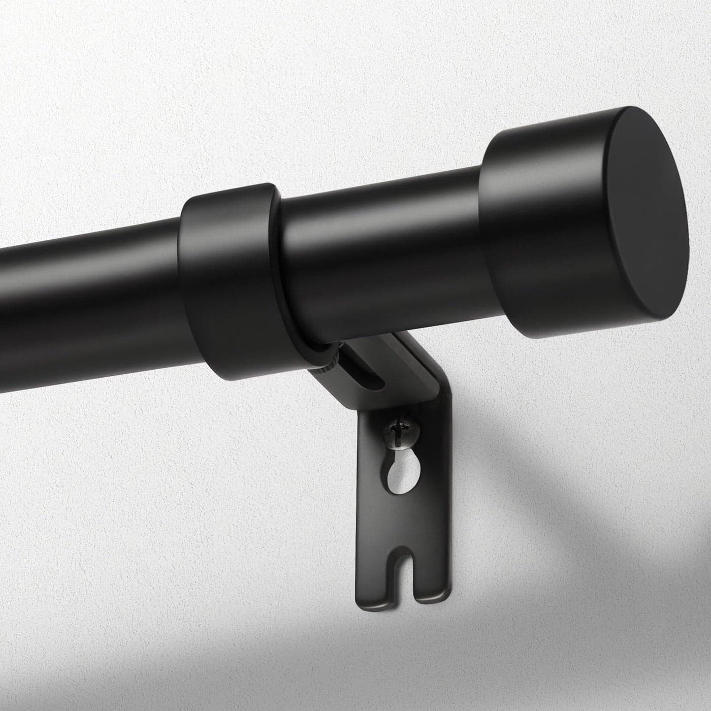 Zeerobee Curtain Rods for Windows 32 to 144 Black Curtain Rod Adjustable 1 Inch Heavy Duty OutdoorIndoor Modern Drapery Pole 32144