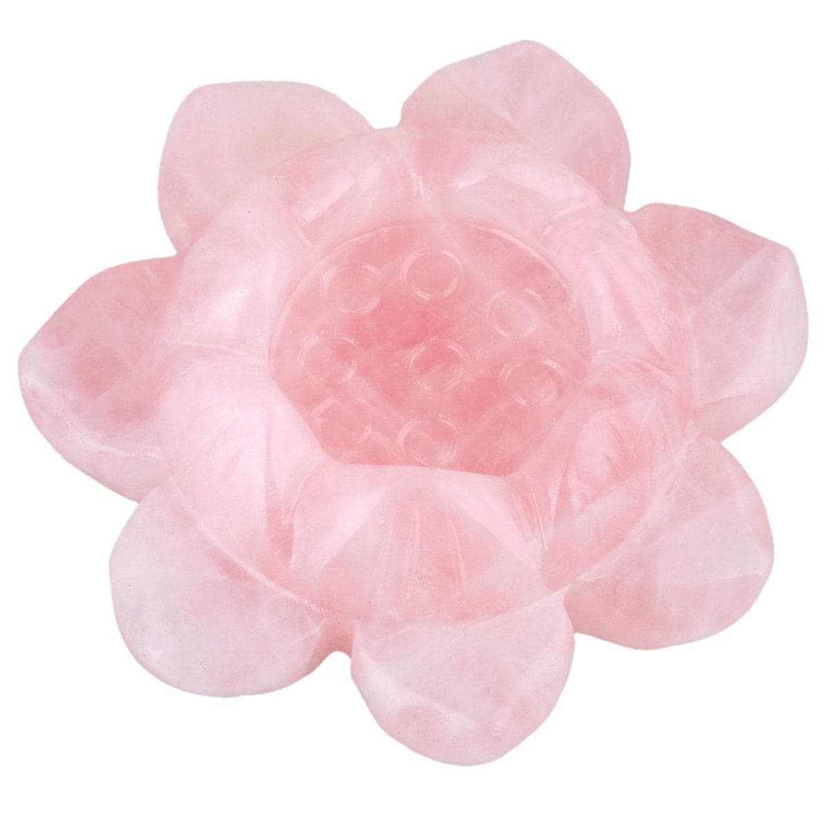 mookaitedecor Tigers Eye Carved Gemstone Lotus Flower Statue Crystal Ball StandCandle Holder Decorative