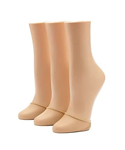 HUE Womens Sheer Toe Cover Liner 3 Pair Pack Pale Beige One Size