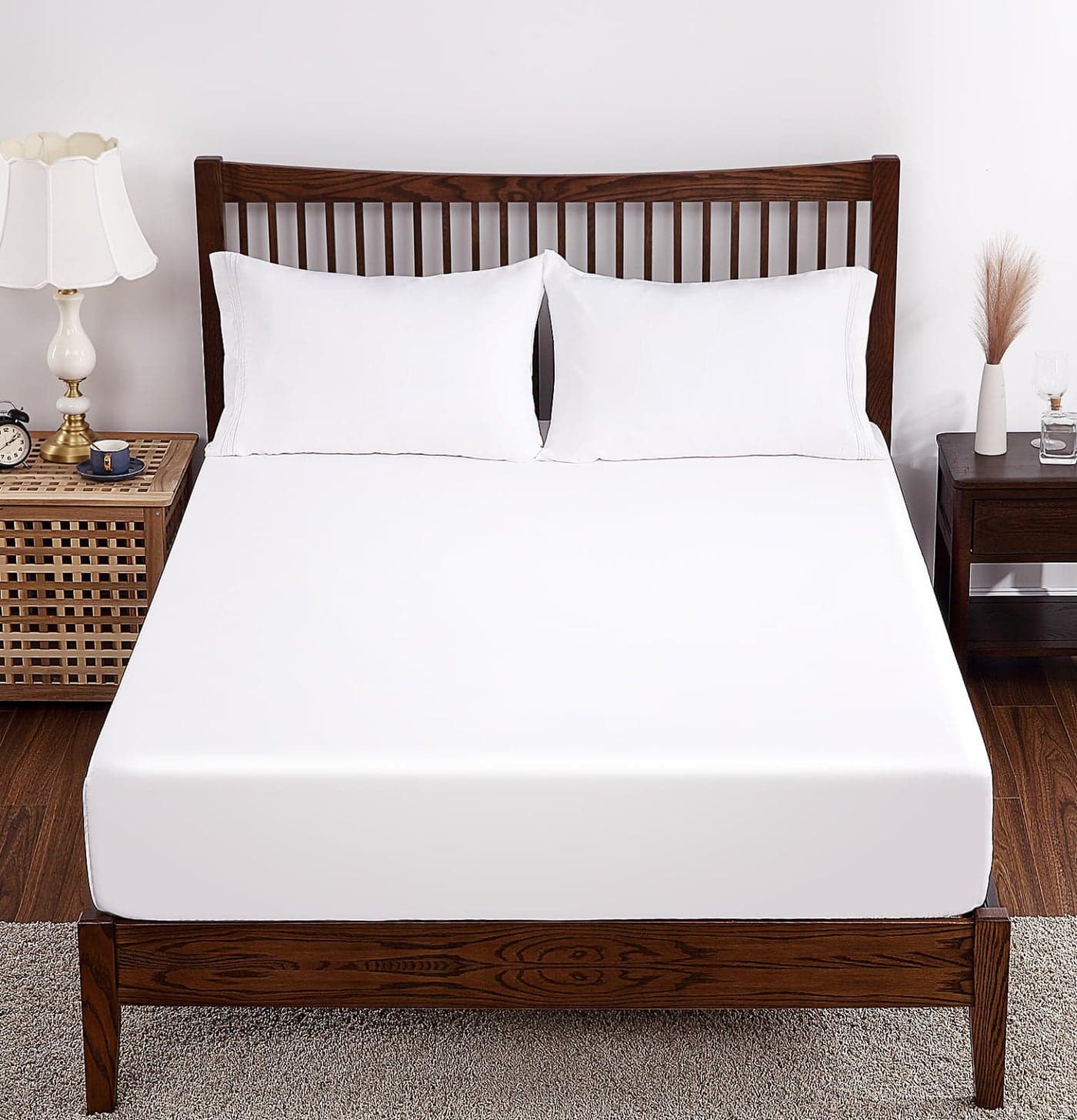 Bamboo Viscose Fitted Sheet 1 Pack Queen Size Only400 Thread Count816 Deep PocketBottom Sheet Colorfast Soft Silky Breathable1 Fitted Sheet Only White Queen