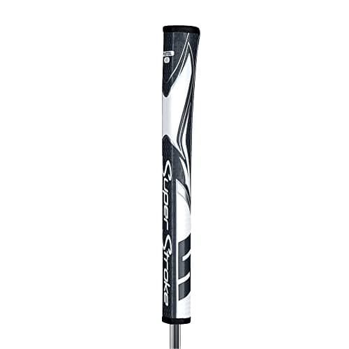 SuperStroke Zenergy Pistol 2.0 Golf Putter Grip with No Taper Enhanced SPYNE Technology, New Multi-Zone Texturing and Tech-Port, Grey/White