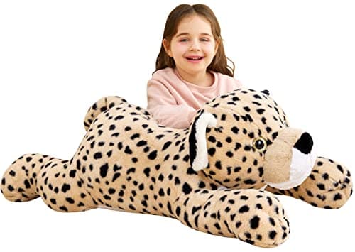 IKASA Giant Cheetah Stuffed Animal Plush ToyLarge Leopard Cute Jumbo Soft ToysHuge Big Size Plushy PlushieGifts for Kids Brown 30 inches