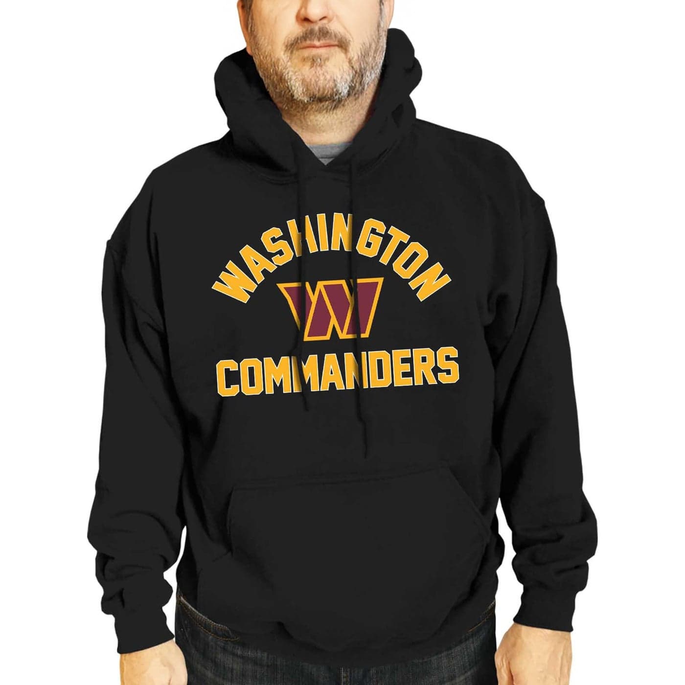 Team Fan Apparel NFL Adult Gameday Hooded Sweatshirt Poly Fleece Cotton Blend Stay Warm and Represent Your Team in Style Washington Commanders Black Large