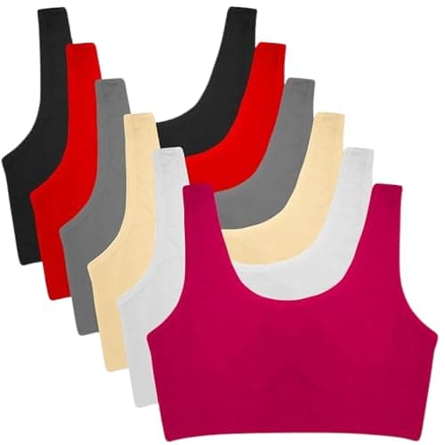 Sports Bra for Women & Girls, Cotton Non-Padded Full Coverage Beginners Non Wired T-Shirt Workout Bra with Regular Broad Strap (Pack of 3) (IN, Alpha, 3XL, Big Girls, Multi)