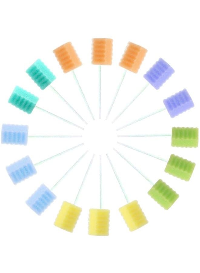 Oral Swabs Disposable 360 Pcs Each Individually Wrapped Swabsticks Toothettes Mouth Swabs Sponge Dental Care Zigzag Wave Shaped 6 Color Multi-Color Soft Foam Oral Swabs