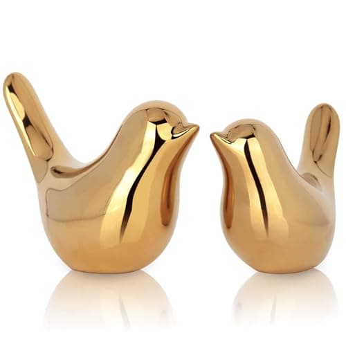 XMGZQ 2 Pcs Gold Decor AccentsSmall Animal StatuesModern Home Decorative Birds Sculpture Ornaments for Shelf Bookshelf Coffee TableKnick Knacks Home Decor for ShelvesGold Bird