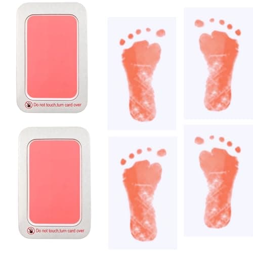 RIKWOG Baby Pet Paw Print Kit 2 Pink Inkless Print Pads 4 Imprint Cards Perfect Keepsake Gift for Newborns and Pets