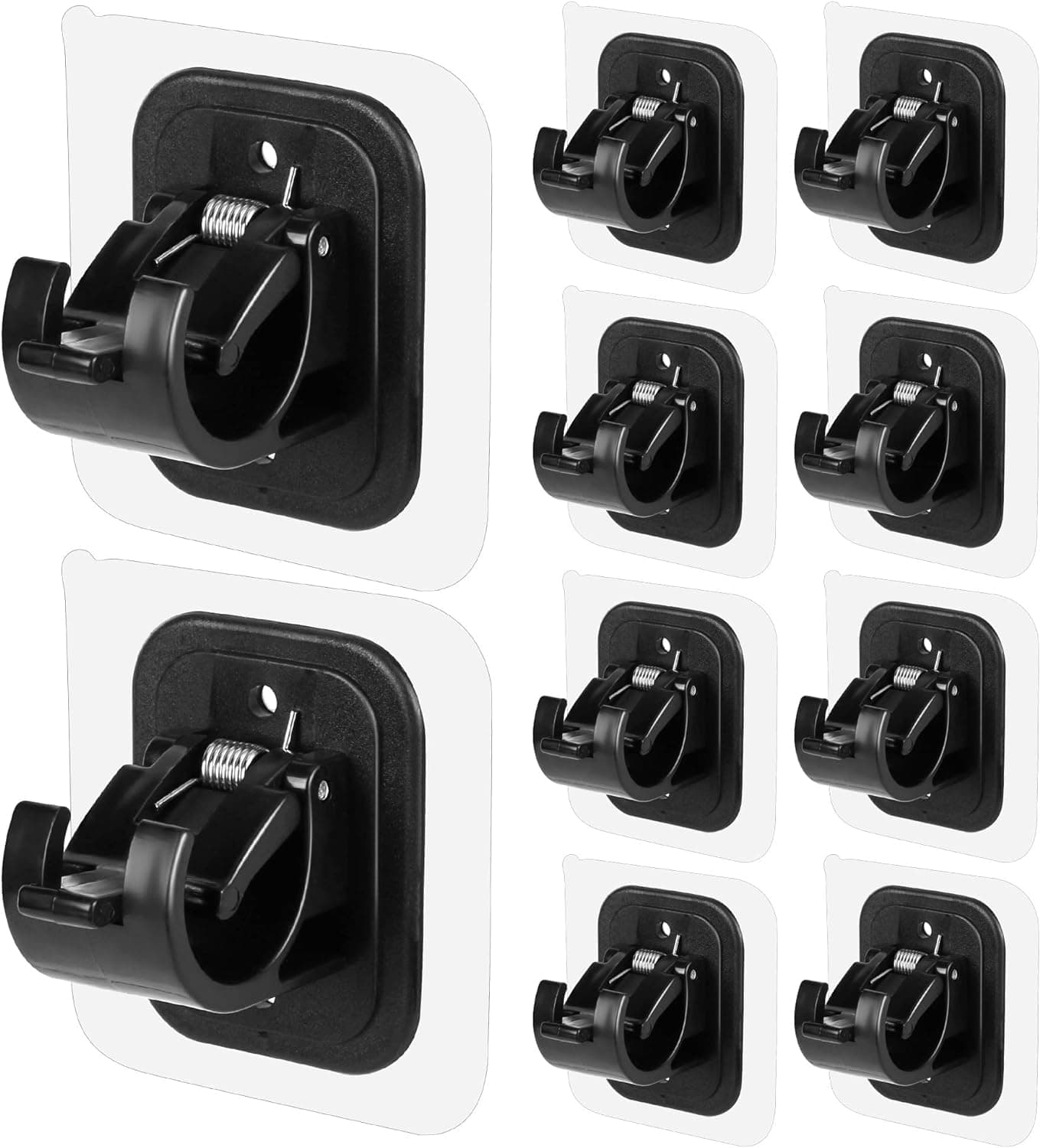 QXORE Upgrade Large Self Adhesive Curtain Poles No DrillingNail Free Adjustable Rod Bracket HoldersStick on Curtain Pole Holder for Home Kitchen Bathroom Hotel 10PCS Black