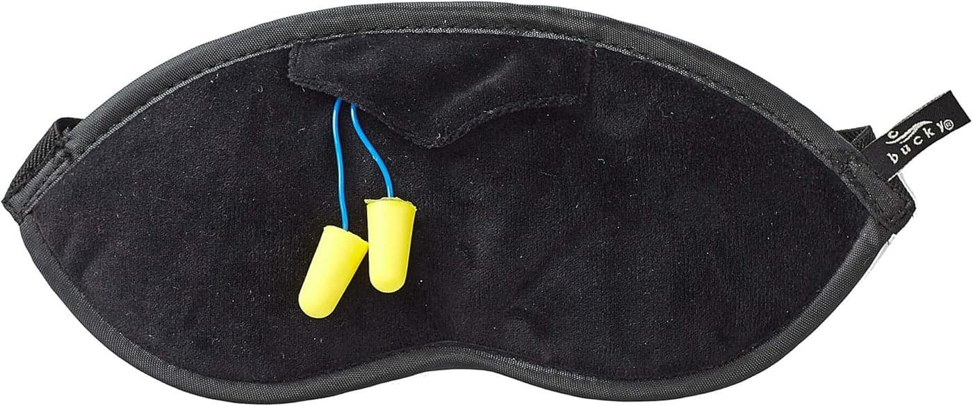 Bucky Eden Collection Lightweight Eye Shade Mask with Reusable Ear Plugs, Black