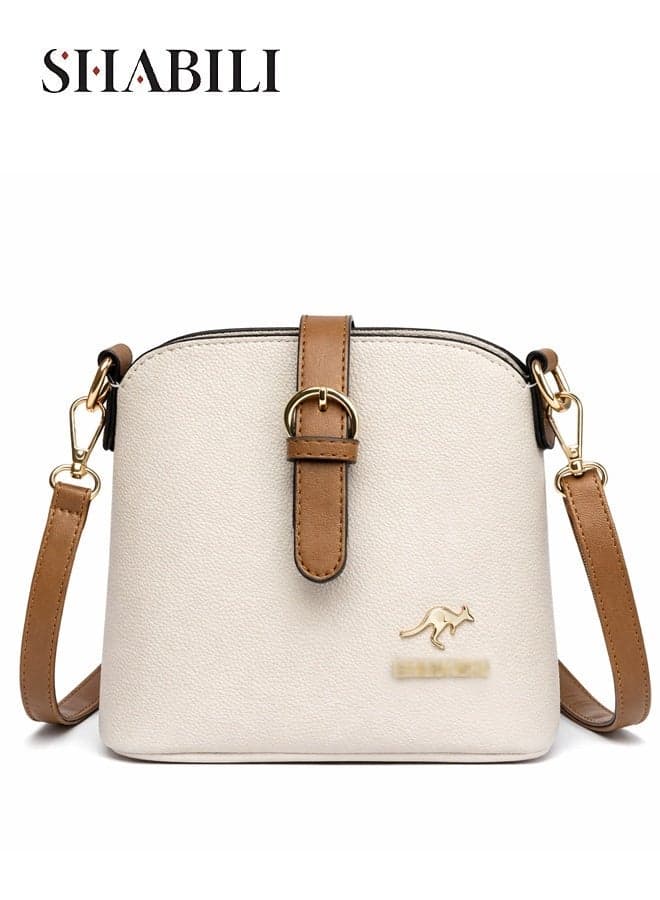 Women PU Multi‑Pocket Shoulder Bag Crossbody Handbag Tote Cross Bags Satchel Small Bag With Buckle Decor And Reinforced Stitching, Ladies Compact Daily Casual Travel Party Youth Teenager Use